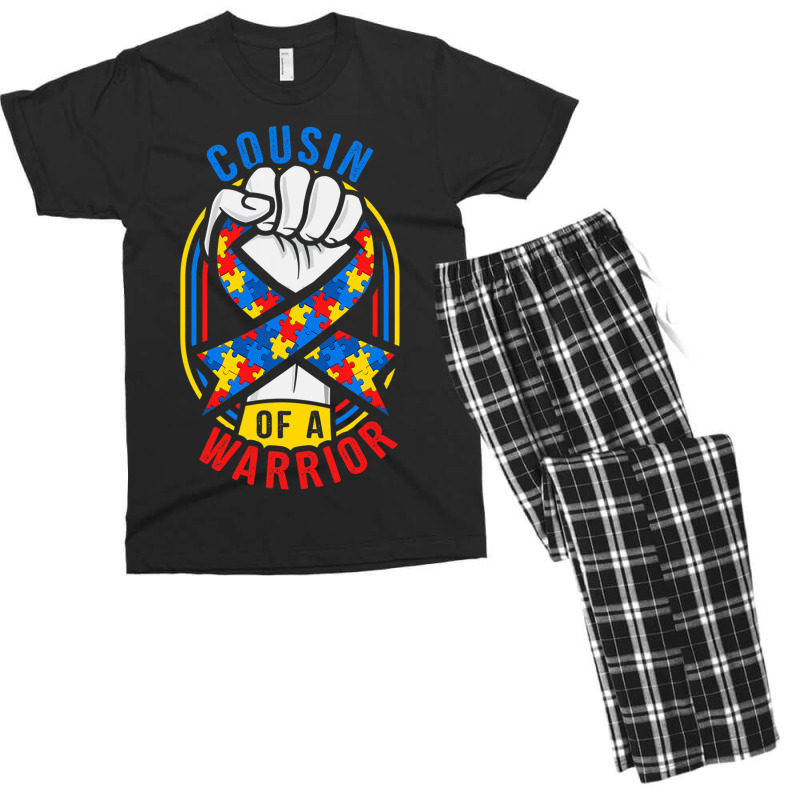 Cousin Of A Warrior Autism Awareness Matching Men's T-shirt Pajama Set by mrlee | Artistshot