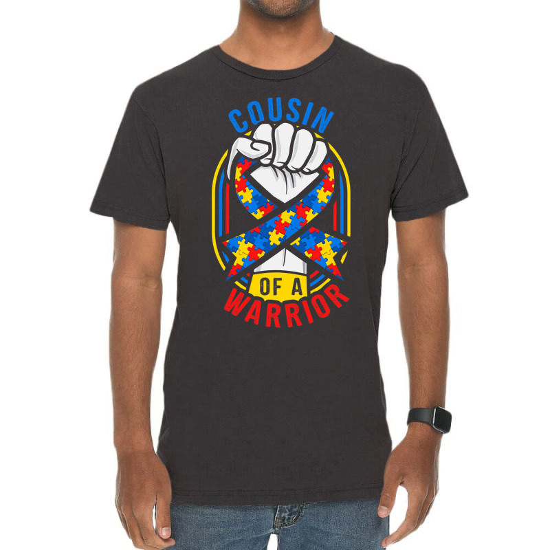 Cousin Of A Warrior Autism Awareness Matching Vintage T-Shirt by mrlee | Artistshot