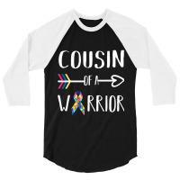 Cousin Of A Warrior Autism Awareness 3/4 Sleeve Shirt | Artistshot