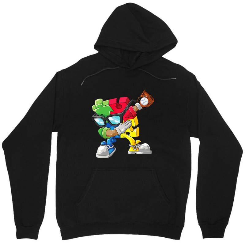 Dabbing Baseball Puzzle Piece Autism Awareness Unisex Hoodie by mrlee | Artistshot