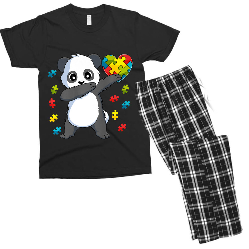 Dabbing Panda Puzzle Piece Autism Awareness Men's T-shirt Pajama Set by mrlee | Artistshot