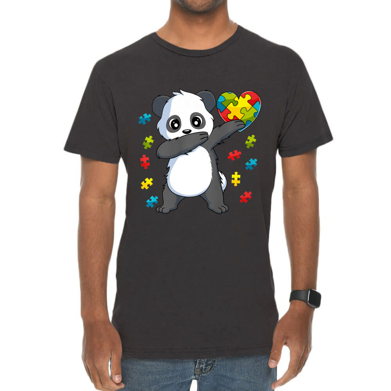 Dabbing Panda Puzzle Piece Autism Awareness Vintage T-Shirt by mrlee | Artistshot