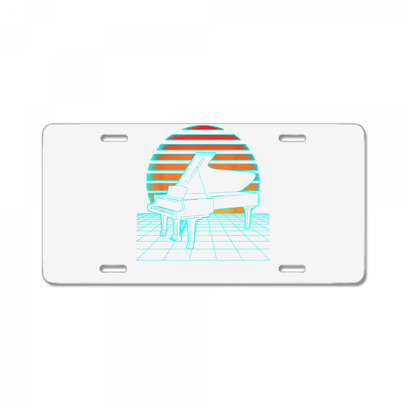 Piano Retro Wave Futurism 80s Sunset Pianist Musician T Shirt License Plate | Artistshot