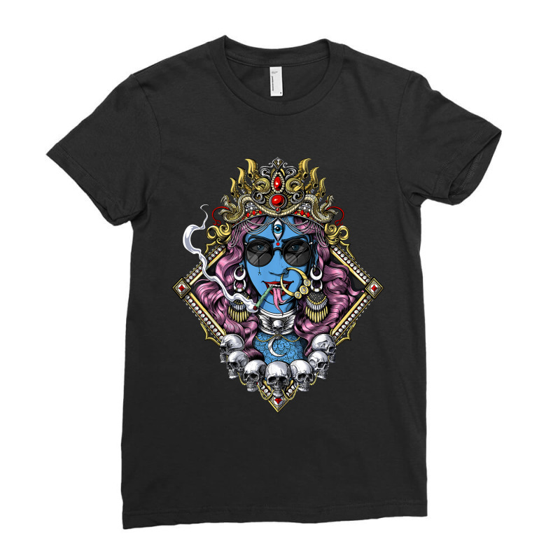 Buddhism Kali Hindu Goddess Hinduism Deity God Spiritual Zen Gothic Ladies Fitted T-Shirt by criticizematter | Artistshot