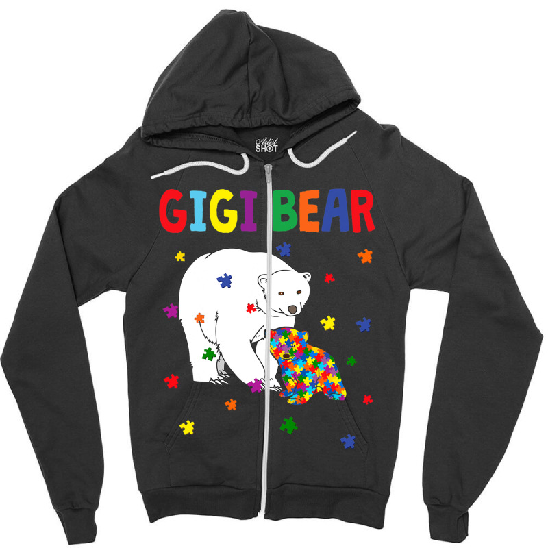 Gigi Bear Autism Awareness Month Zipper Hoodie by mrlee | Artistshot