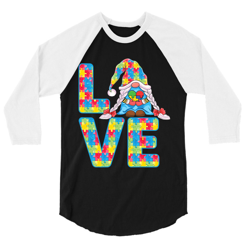 Gnomes Holding Puzzle Love Support Autism Awareness 3/4 Sleeve Shirt by mrlee | Artistshot