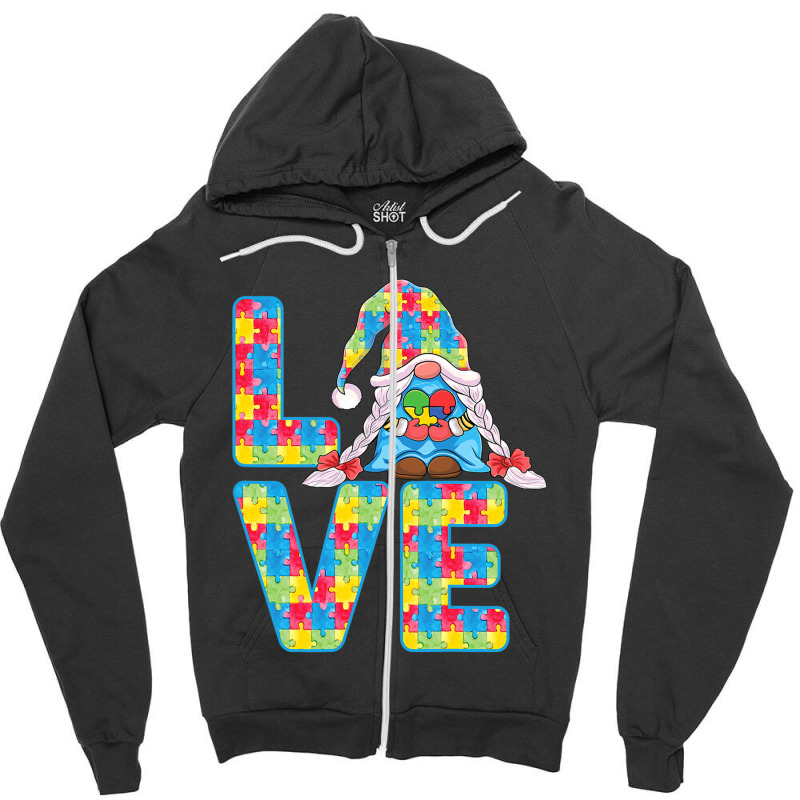 Gnomes Holding Puzzle Love Support Autism Awareness Zipper Hoodie by mrlee | Artistshot