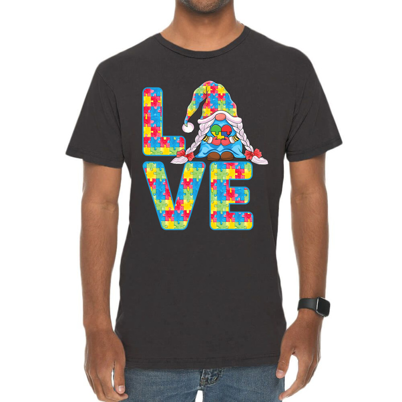 Gnomes Holding Puzzle Love Support Autism Awareness Vintage T-Shirt by mrlee | Artistshot