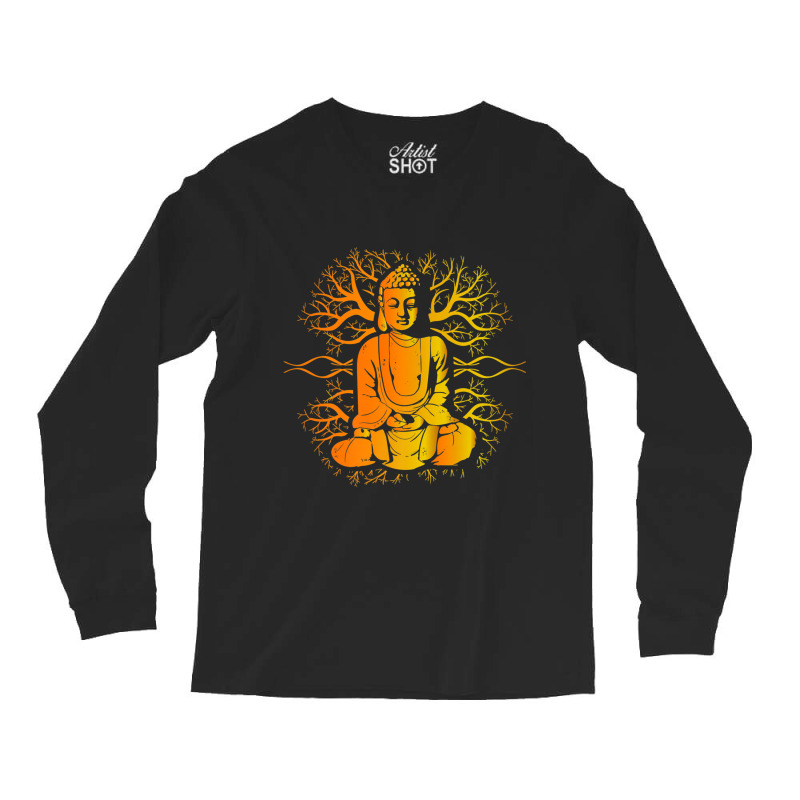 Buddhism Life Tree Buddha Meditate Long Sleeve Shirts by criticizematter | Artistshot