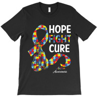 Hope Fight Cure Puzzle Pieces Ribbon Autism Awareness T-shirt | Artistshot