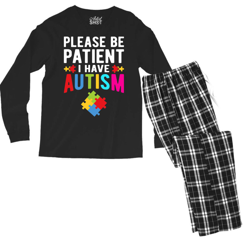 I Have Autism Please Be Patient Autism Awareness Day Men's Long Sleeve Pajama Set by mrlee | Artistshot