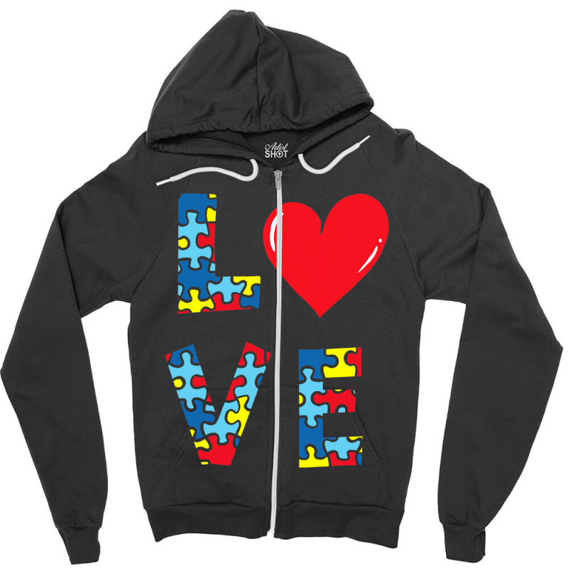 Love Autism Awareness Zipper Hoodie by mrlee | Artistshot