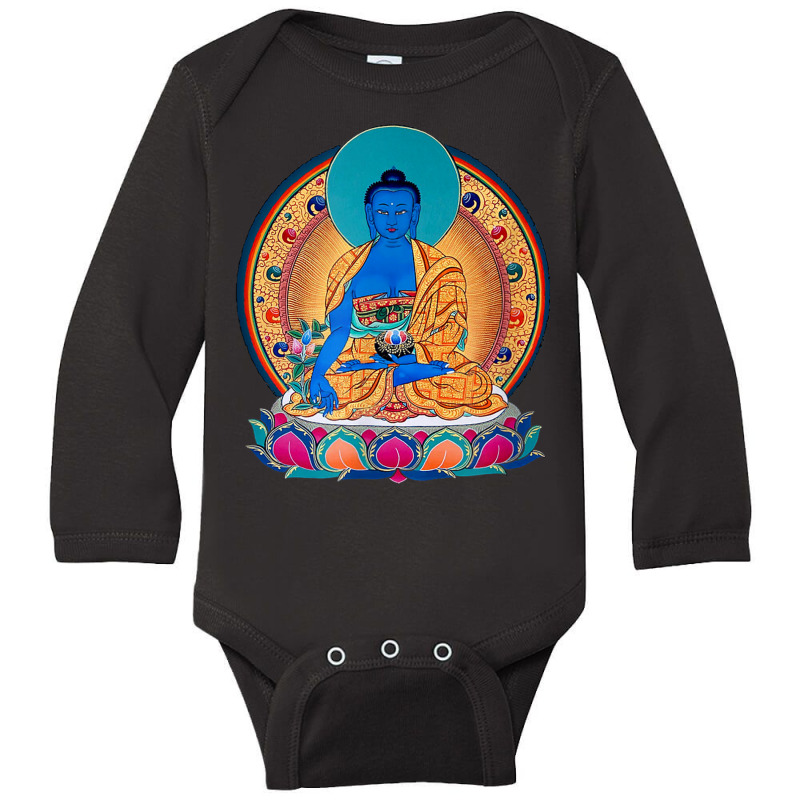 Buddhism Medicine Buddha Healing Mantra Tibetan Buddhist Yoga 455 Long Sleeve Baby Bodysuit by criticizematter | Artistshot