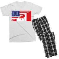 Canada Flag And Usa Flag Roots Canadian Ancestry American Raglan Baseb Men's T-shirt Pajama Set | Artistshot