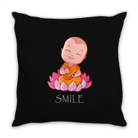 Buddhism Smile Baby Buddha On A Lotus Flower Yoga Throw Pillow | Artistshot