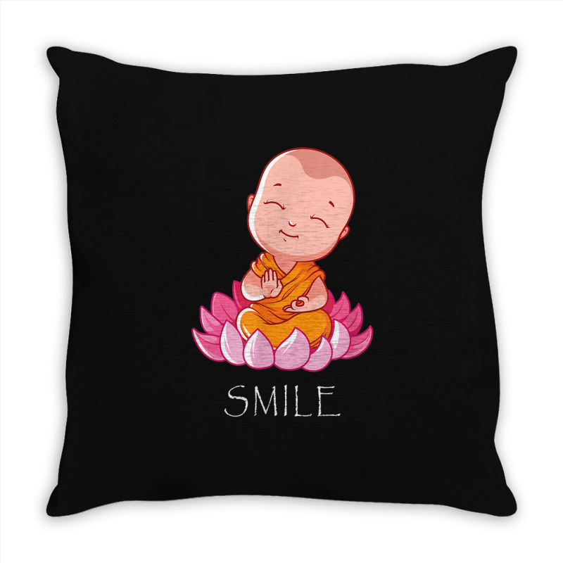 Buddhism Smile Baby Buddha On A Lotus Flower Yoga Throw Pillow | Artistshot