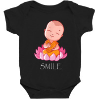 Buddhism Smile Baby Buddha On A Lotus Flower Yoga Baby Bodysuit | Artistshot