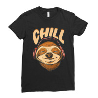 Sloth Chill Earphones Sloth Slow Animal Sloth Ladies Fitted T-shirt | Artistshot