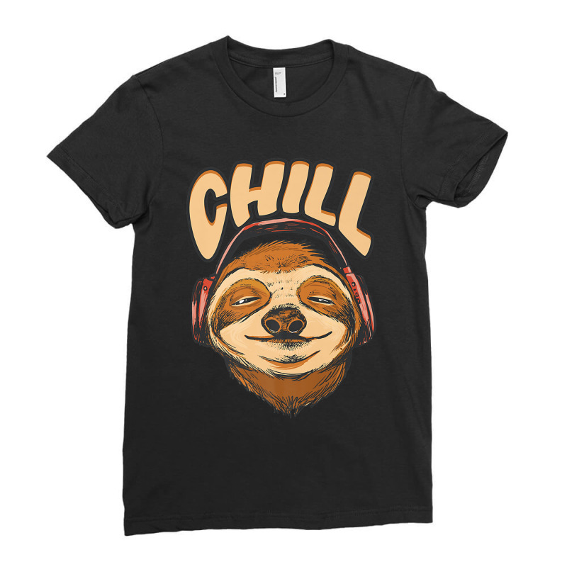 Sloth Chill Earphones Sloth Slow Animal Sloth Ladies Fitted T-Shirt by urethrapricey | Artistshot