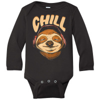 Sloth Chill Earphones Sloth Slow Animal Sloth Long Sleeve Baby Bodysuit | Artistshot