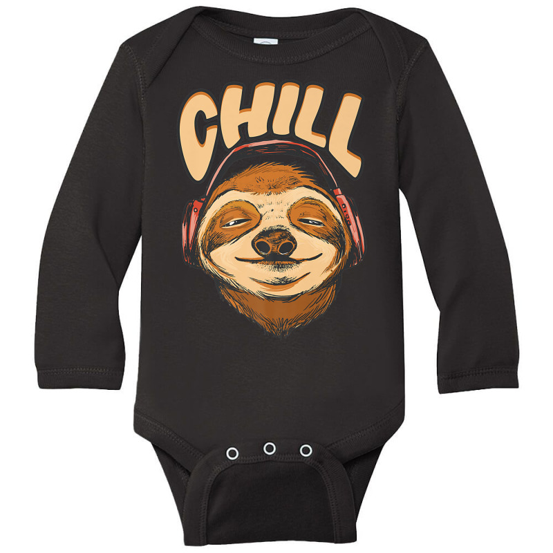 Sloth Chill Earphones Sloth Slow Animal Sloth Long Sleeve Baby Bodysuit by urethrapricey | Artistshot