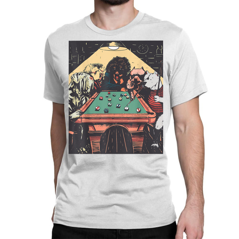 Game Night Dogs On Billiards Pool Table Shooting 8 Ball T Shirt Classic T-shirt | Artistshot