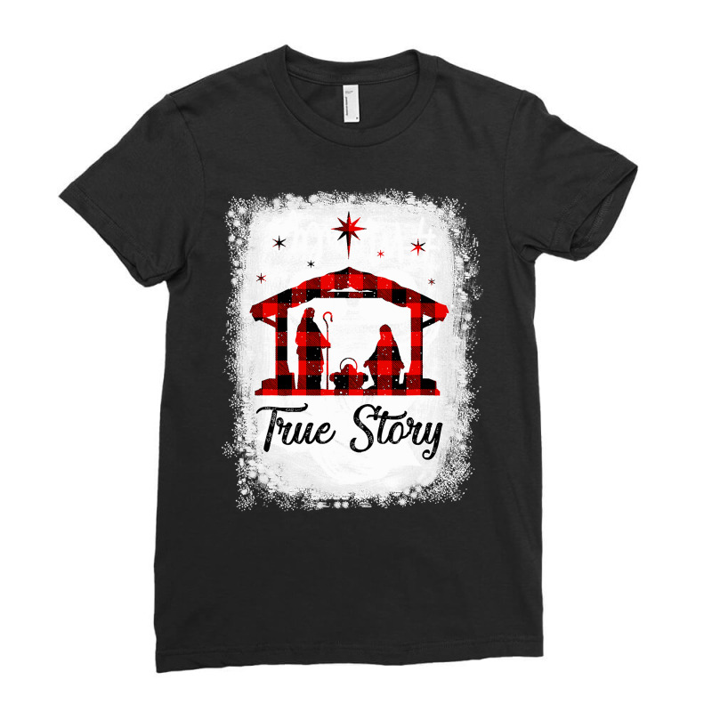 Christian Jesus Christmas Nativity True Story Of Jesus Birth With Red  Ladies Fitted T-Shirt by golferu | Artistshot