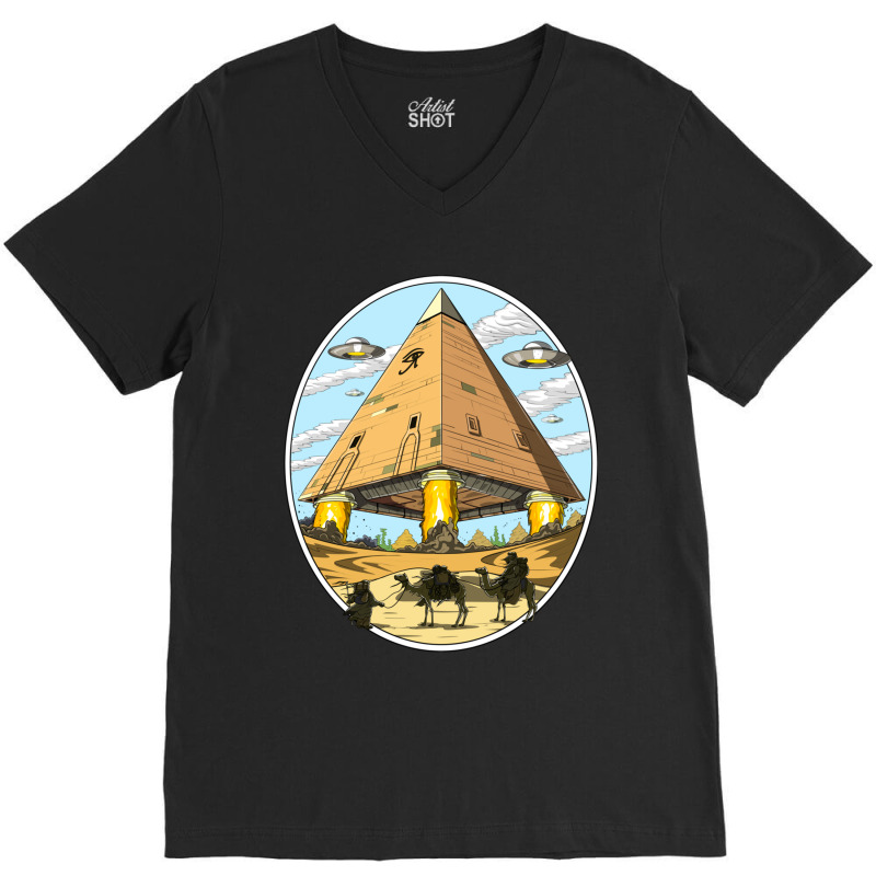 Hippie Alien Egyptian Pyramids 306 V-neck Tee | Artistshot