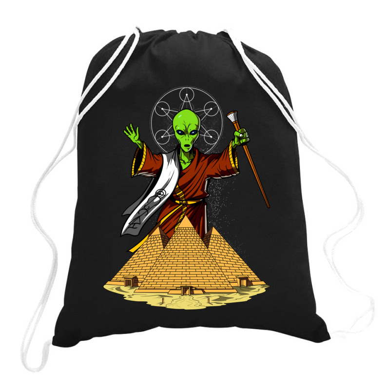 Hippie Alien Egyptian Pyramids 362 Drawstring Bags | Artistshot