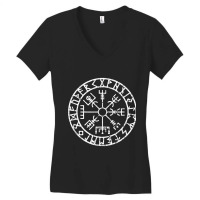 Viking Lucky Charm Celtic Runes Viking Compass Vegvisir Women's V-neck T-shirt | Artistshot