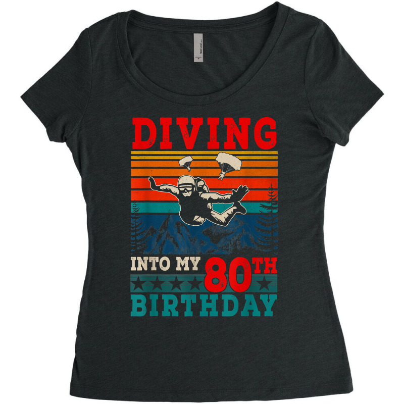 Custom Vintage Retro Diving Into My 80th Birthday Skydiving Lover T ...