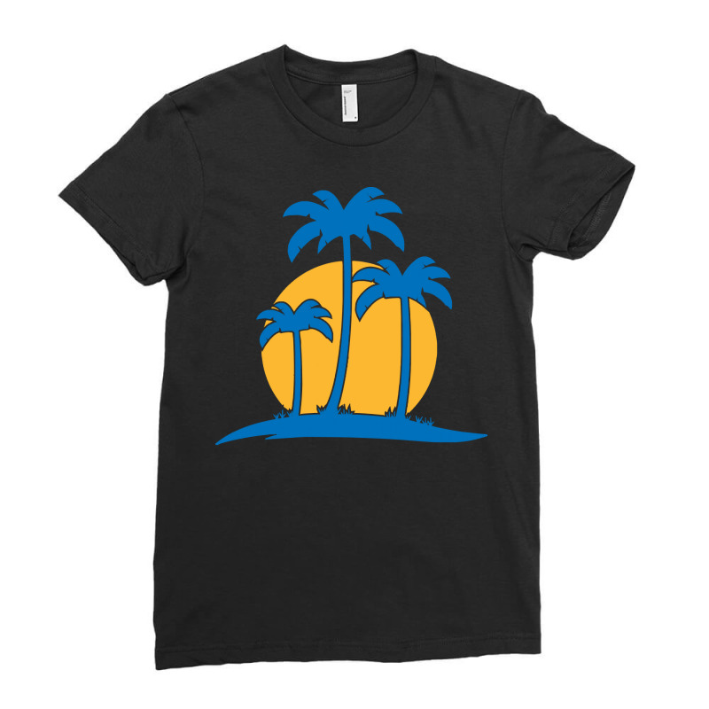 Palm Tree T  Shirt Palm Tree Island With Summer Sun T  Shirt Ladies Fitted T-Shirt by candlegoodwill | Artistshot