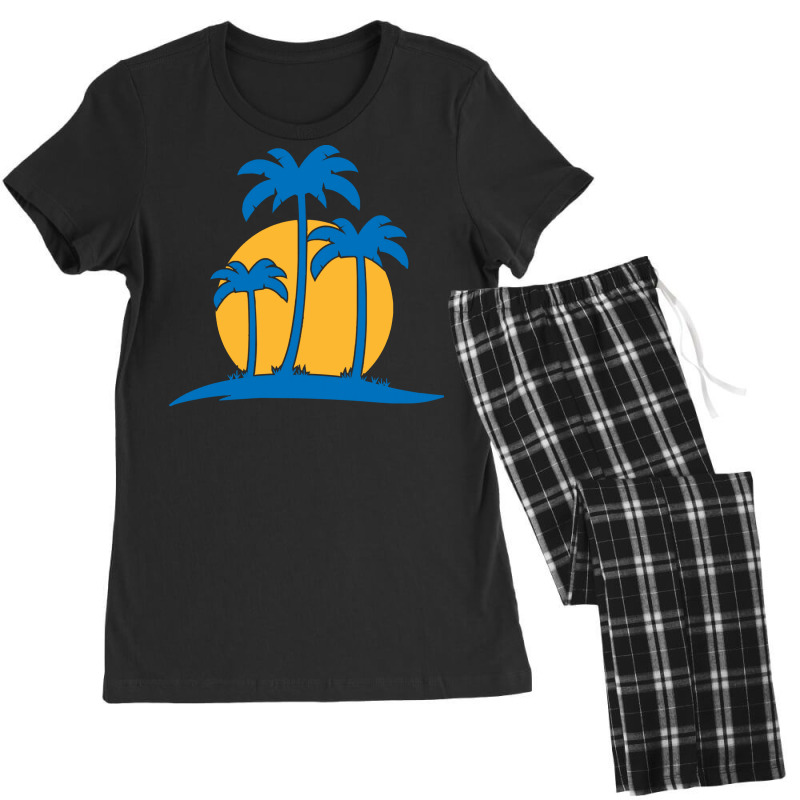 Palm Tree T  Shirt Palm Tree Island With Summer Sun T  Shirt Women's Pajamas Set by candlegoodwill | Artistshot