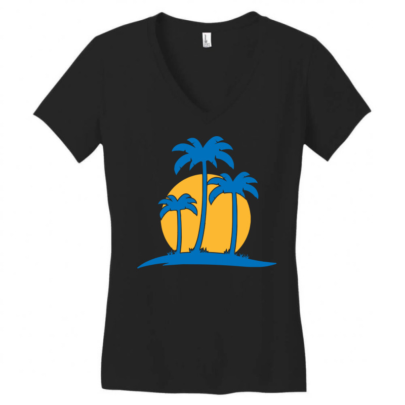 Palm Tree T  Shirt Palm Tree Island With Summer Sun T  Shirt Women's V-Neck T-Shirt by candlegoodwill | Artistshot