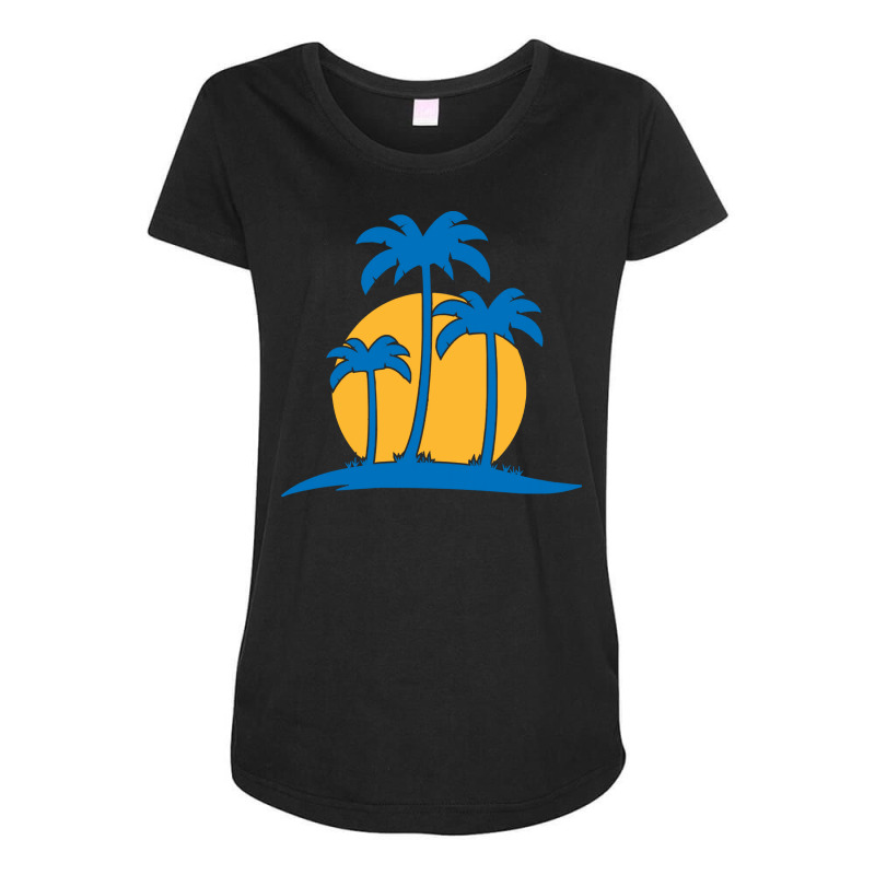 Palm Tree T  Shirt Palm Tree Island With Summer Sun T  Shirt Maternity Scoop Neck T-shirt by candlegoodwill | Artistshot