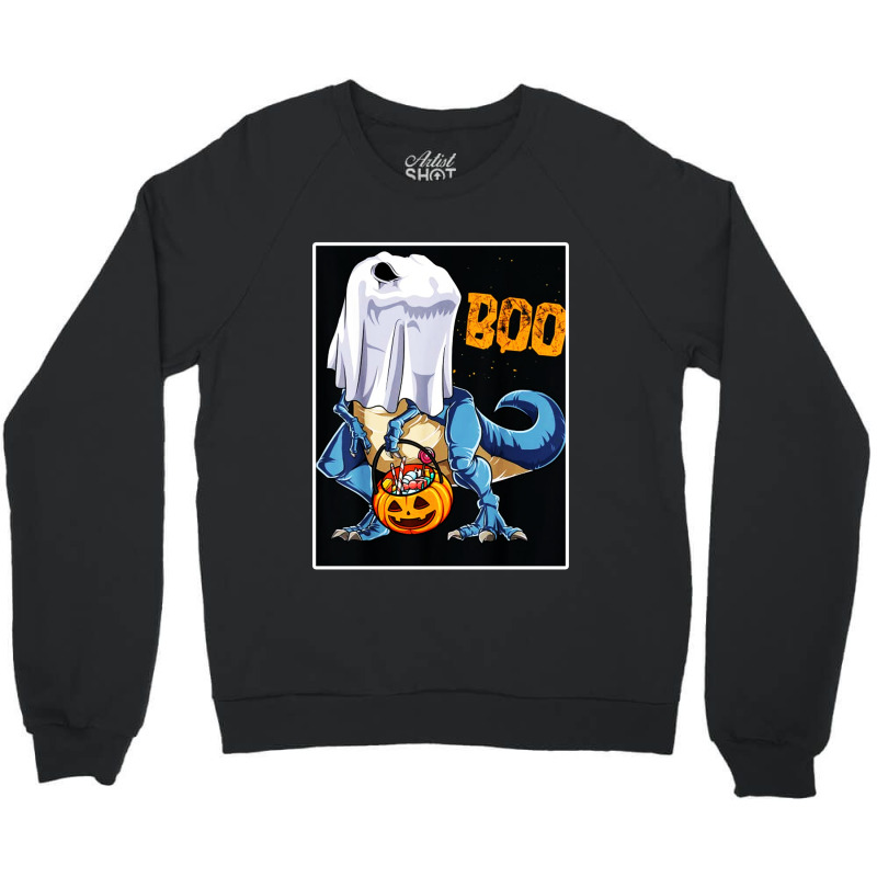 Ghost Dinosaur T Rex Funny Boo Halloween Gifts Men Pumpkin Crewneck Sweatshirt | Artistshot