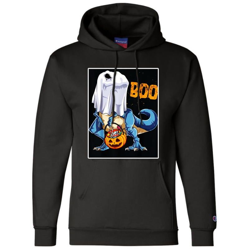 Ghost Dinosaur T Rex Funny Boo Halloween Gifts Men Pumpkin Champion Hoodie | Artistshot