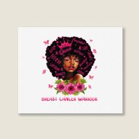 Black Women Black Queen Breast Cancer Warrior Pink Ribbon T Shirt Landscape Canvas Print | Artistshot