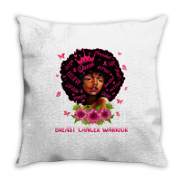 Black Women Black Queen Breast Cancer Warrior Pink Ribbon T Shirt Throw Pillow | Artistshot