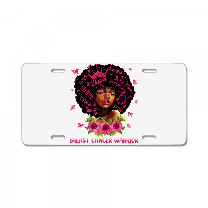 Black Women Black Queen Breast Cancer Warrior Pink Ribbon T Shirt License Plate | Artistshot