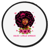 Black Women Black Queen Breast Cancer Warrior Pink Ribbon T Shirt Round Patch | Artistshot