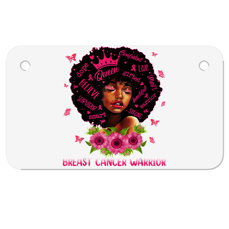 Black Women Black Queen Breast Cancer Warrior Pink Ribbon T Shirt Motorcycle License Plate | Artistshot