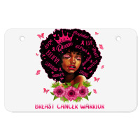 Black Women Black Queen Breast Cancer Warrior Pink Ribbon T Shirt Atv License Plate | Artistshot