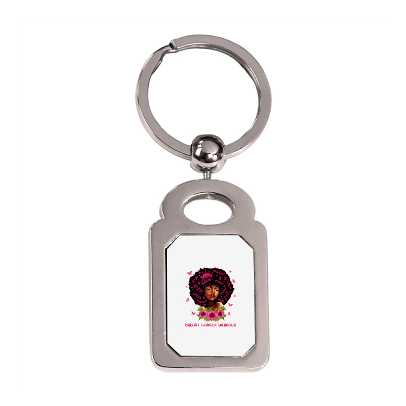 Black Women Black Queen Breast Cancer Warrior Pink Ribbon T Shirt Silver Rectangle Keychain | Artistshot