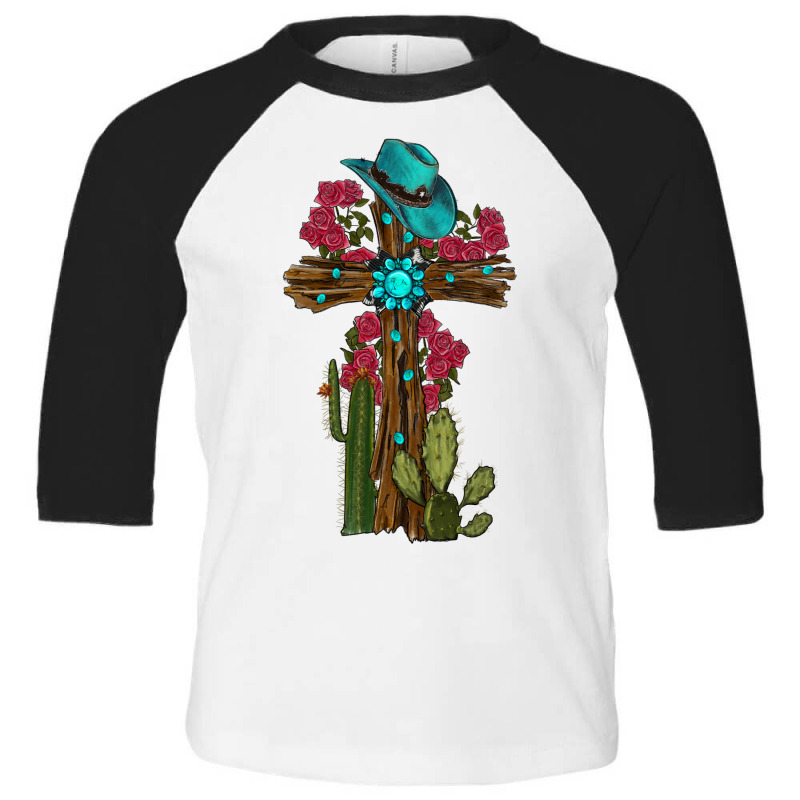 Cross Gemstone Cactus Roses Cowboy Hat Toddler 3/4 Sleeve Tee | Artistshot