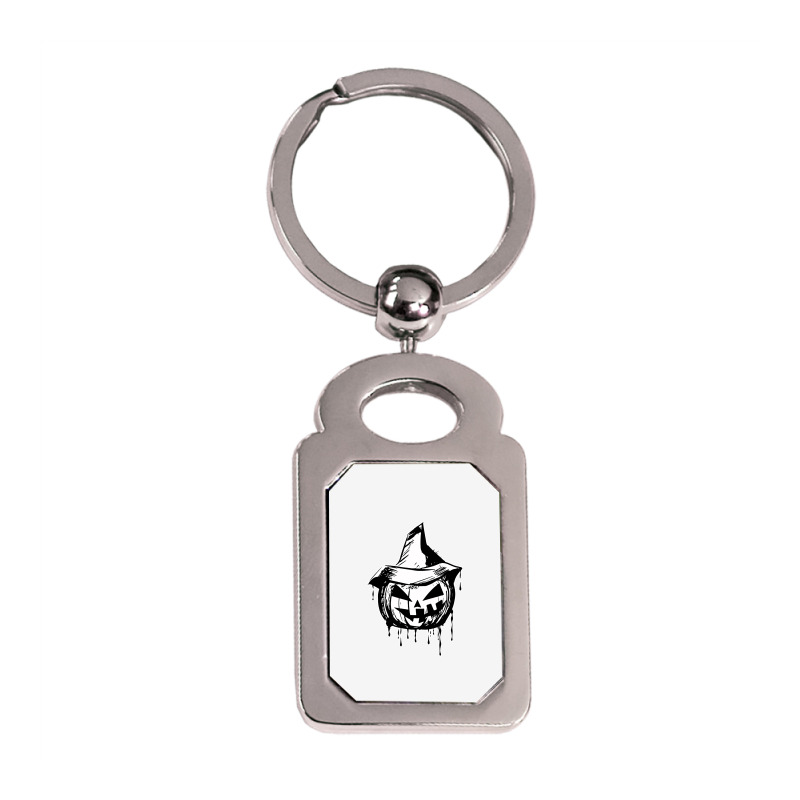 Halloween Divertente Zucca Costum Horror Silver Rectangle Keychain | Artistshot