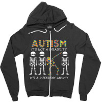 Autism Its A Different Ability Dabbing Skeleton Zipper Hoodie | Artistshot