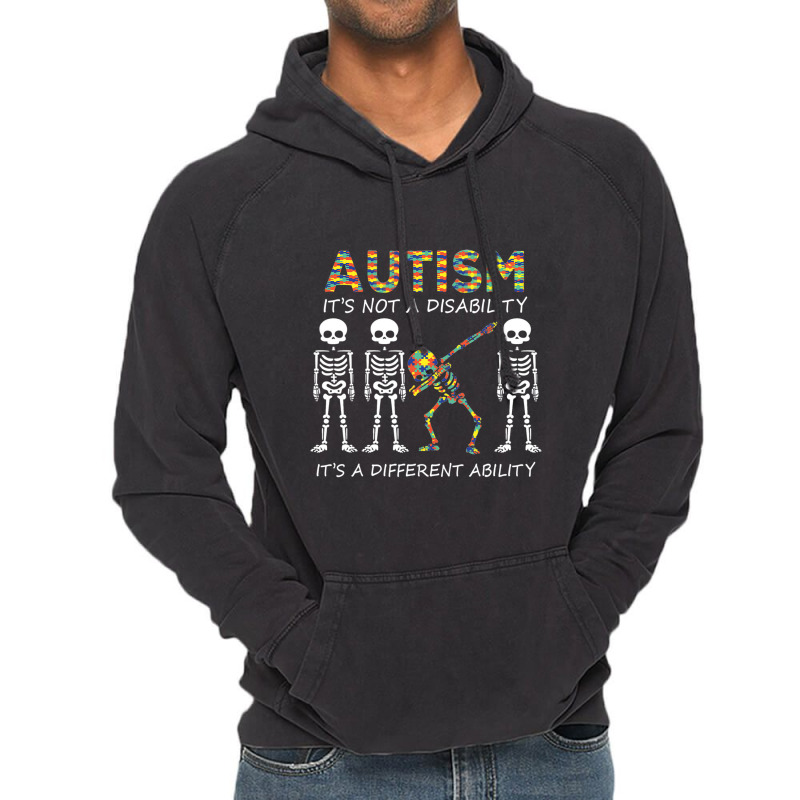 Autism Its A Different Ability Dabbing Skeleton Vintage Hoodie by BrennleyBrown | Artistshot