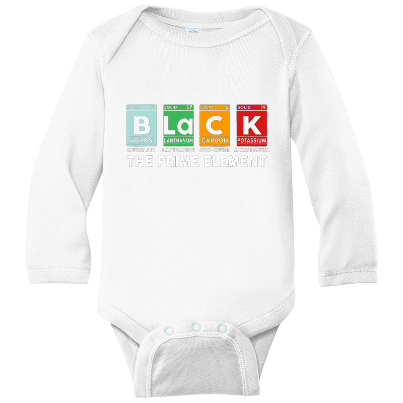 Black Periodic Table The Prime Element Black History Month Long Sleeve Baby Bodysuit by michaelnaher | Artistshot