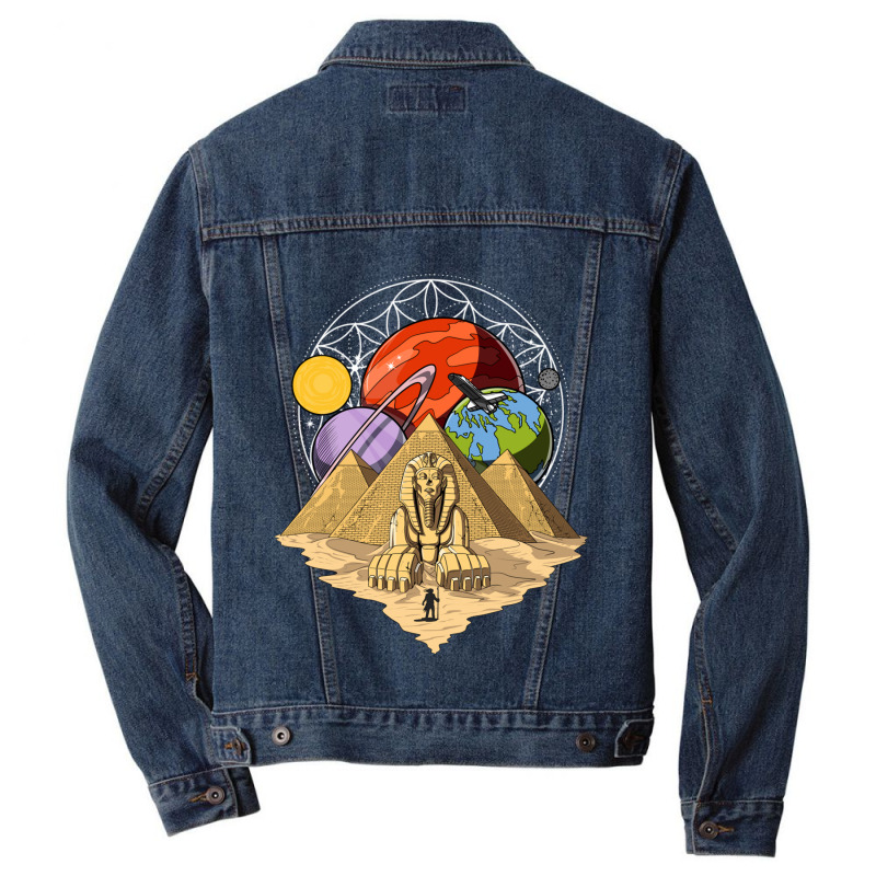 Hippie Egyptian Pyramids Sacred Geometry Men Denim Jacket | Artistshot